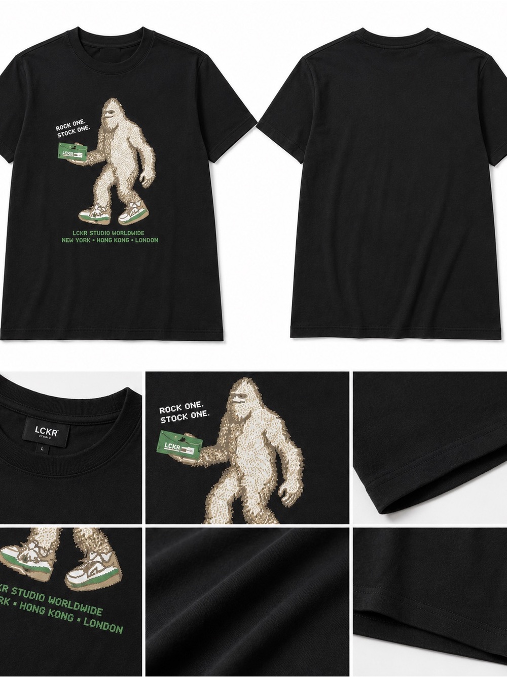 LCKR Studio Kids Black Short Sleeve Graphic Tee - Yeti Design